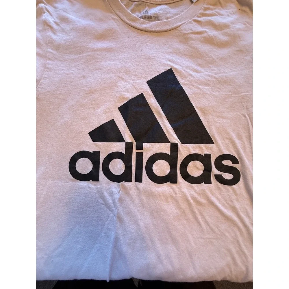 Adidas Amplifier Tee Mens Large White Excellent Short Sleeve Logo Graphic Shirt